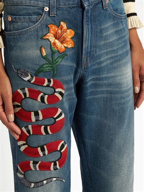 gucci torn jeans|gucci jeans with snake.